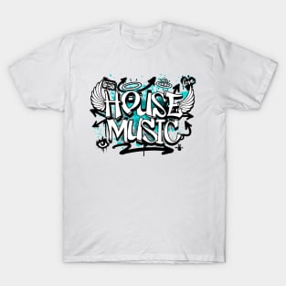 HOUSE MUSIC  - Graffiti Steez (Blue/Black) T-Shirt